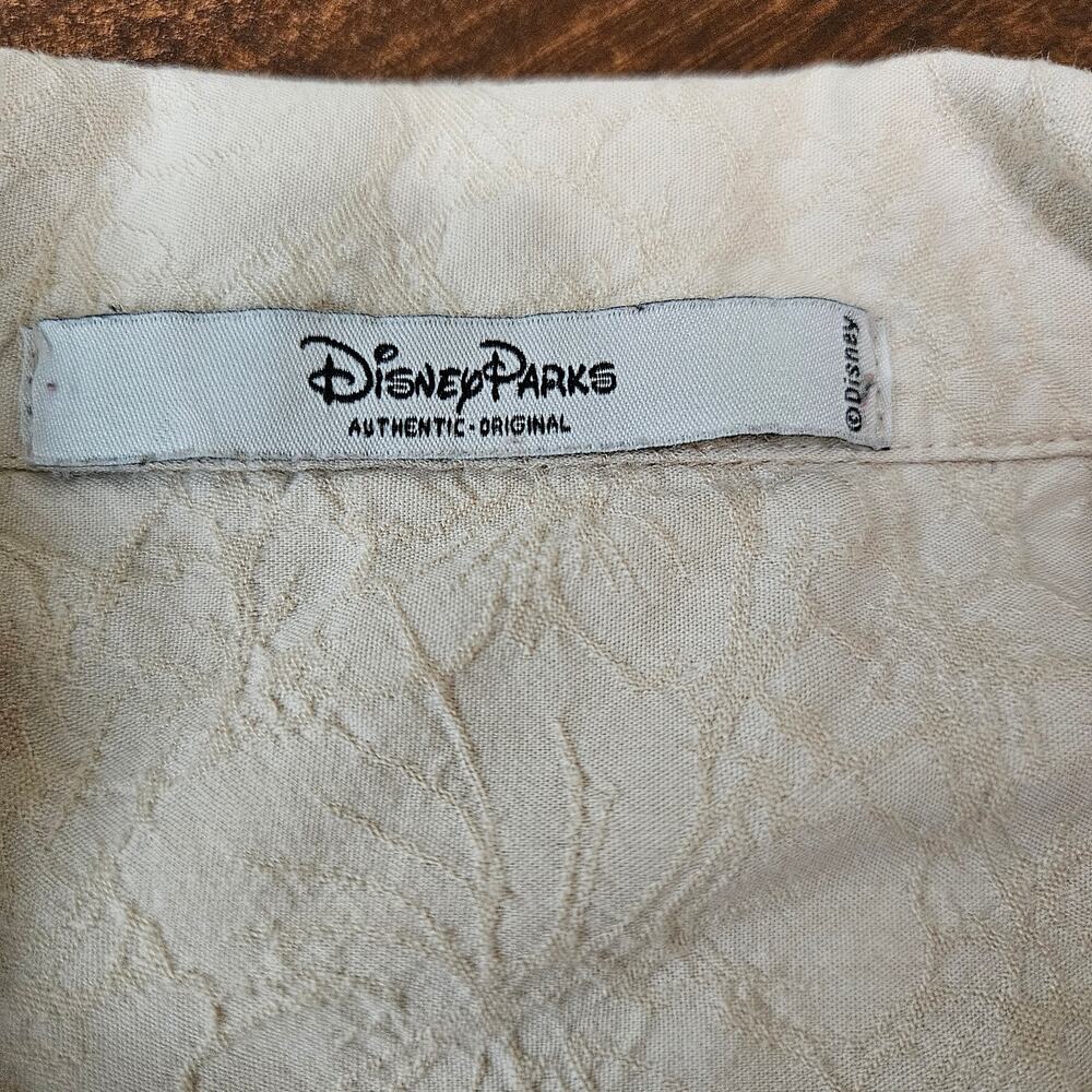 Disney Parks Mickey Mouse in Paradise Hawaiian Shirt Mens L Beige Aloha Camp - Picture 4 of 7